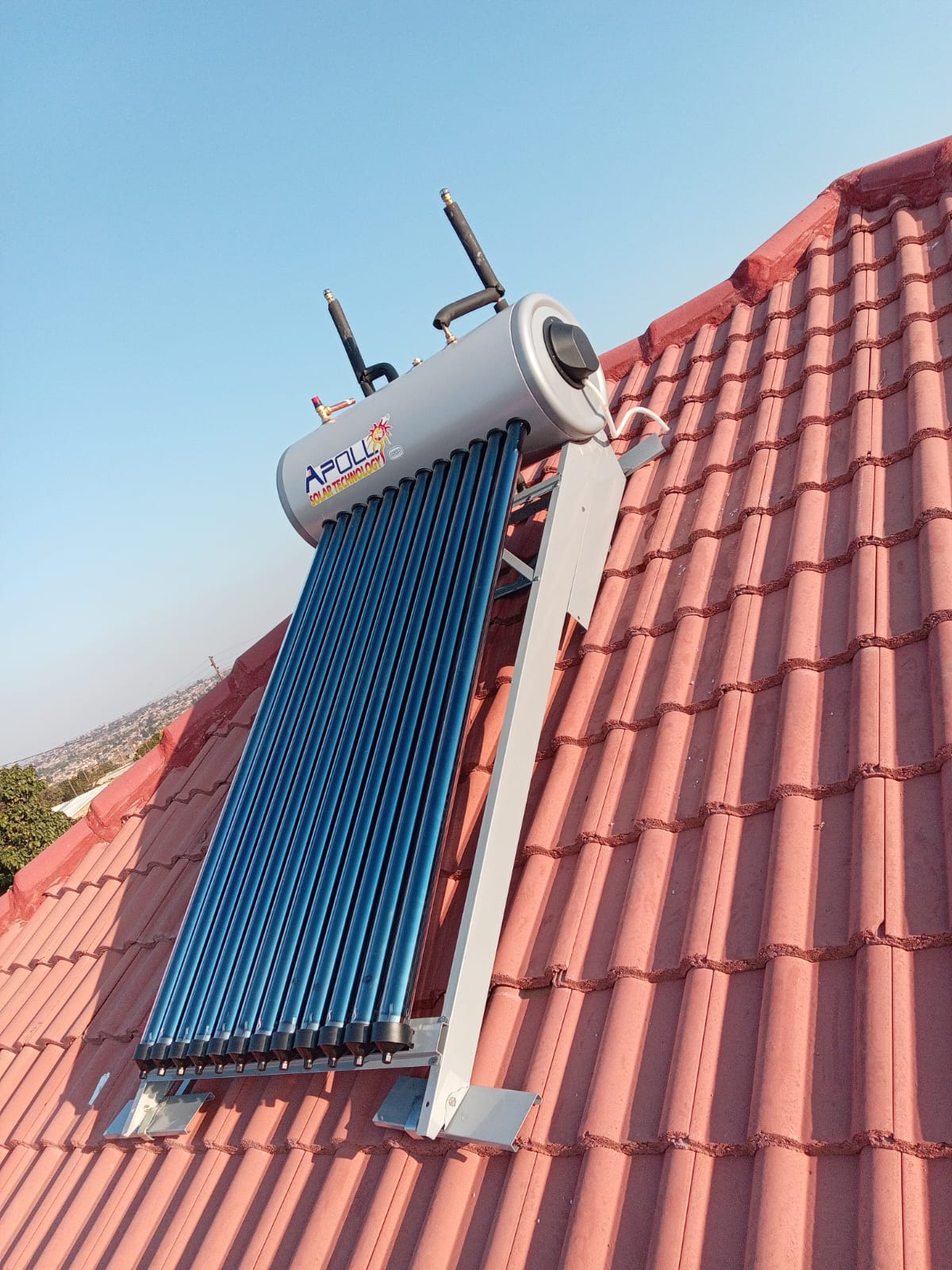 Solar geyser installation on rooftop